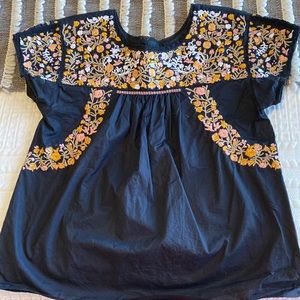 Madewell Black/Floral Blouse Size Small